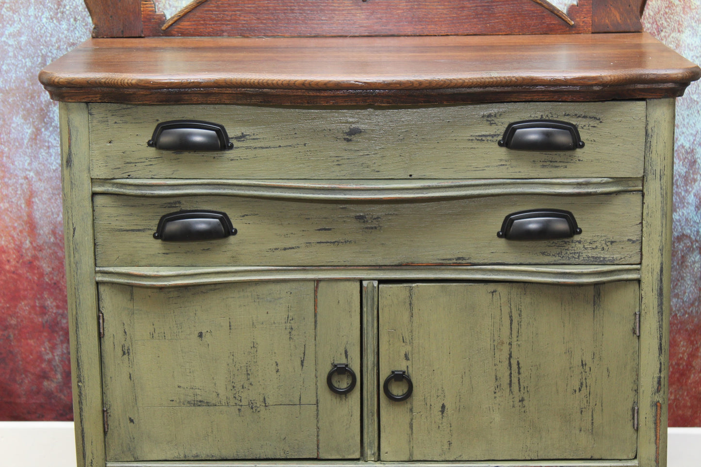 Wash Stand Coffee Station Moss Green Vintage