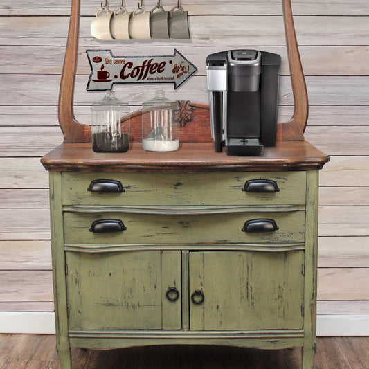 Wash Stand Coffee Station Moss Green Vintage